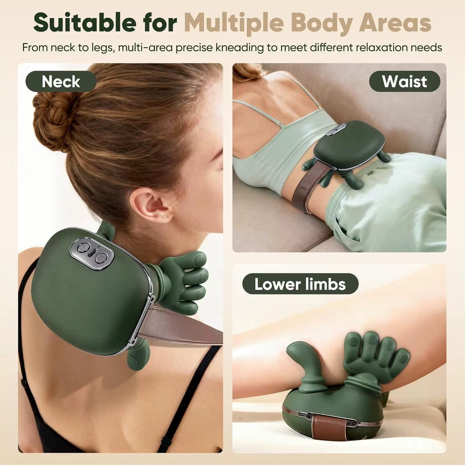 Wellness massager suitable for multiple body areas - neck, waist, and lower limbs